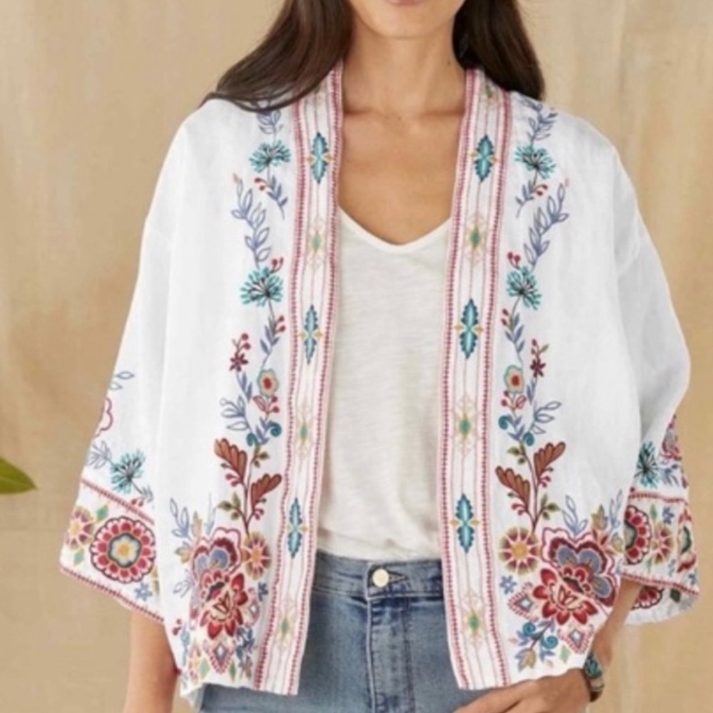 JOHNNY WAS SICILIA EMBROIDERED LINEN KIMONO NWT - Picture 11 of 11